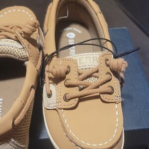 Sperry Kids Moccasins in Tan and Cream